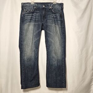 True Religion Mens Blue Denim Straight Leg 5-Pocket Jeans Size 38 x 29